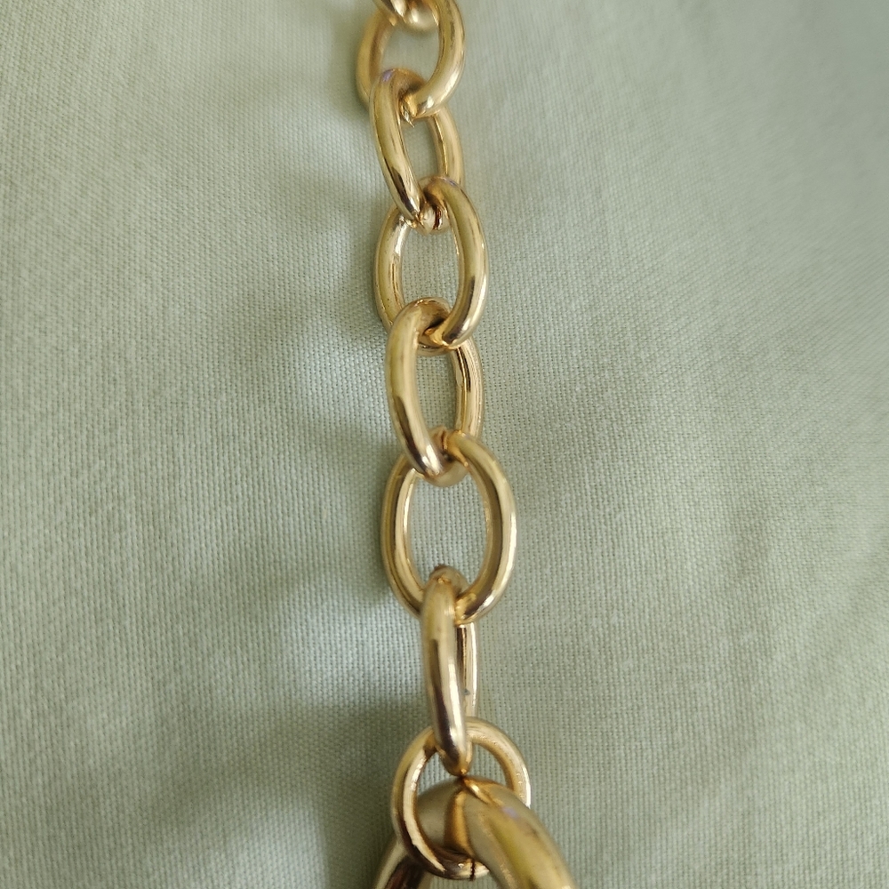 Banana Republic statement blue and gold necklace. - Picture 2 of 3